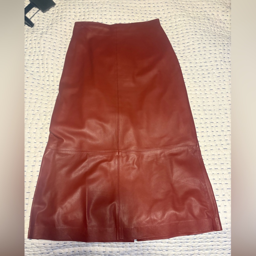 Vince Rust Leather Skirt